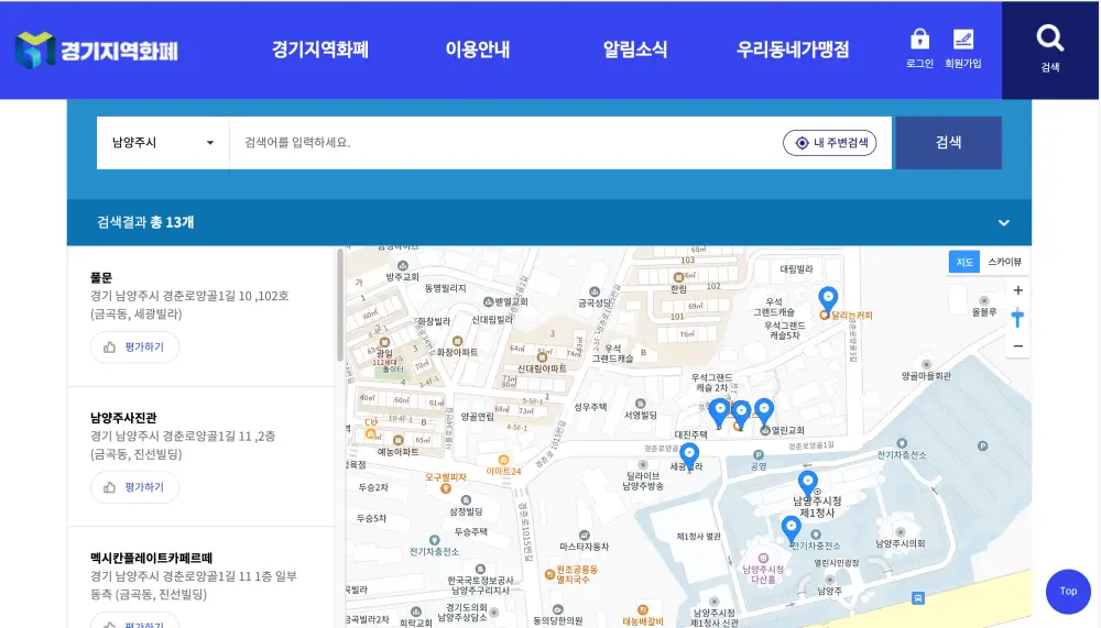 남양주사랑상품권-사용처