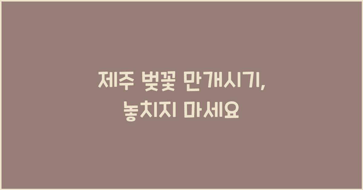 제주 벚꽃 만개시기