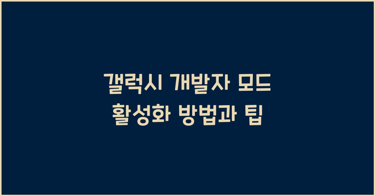 갤럭시 개발자 모드