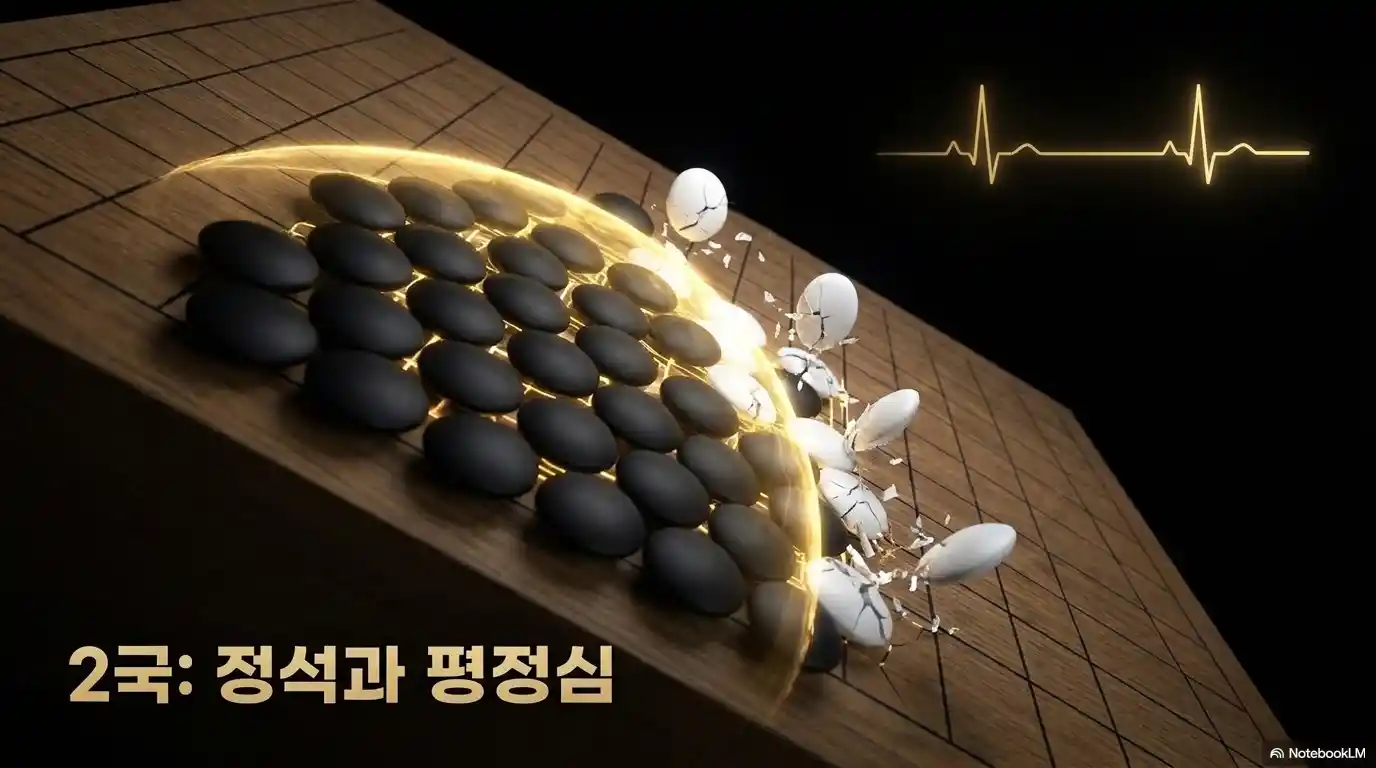 신진서와 카타고 2국에서 정석과 AI의 새로운 수를 표현한 바둑 이미지