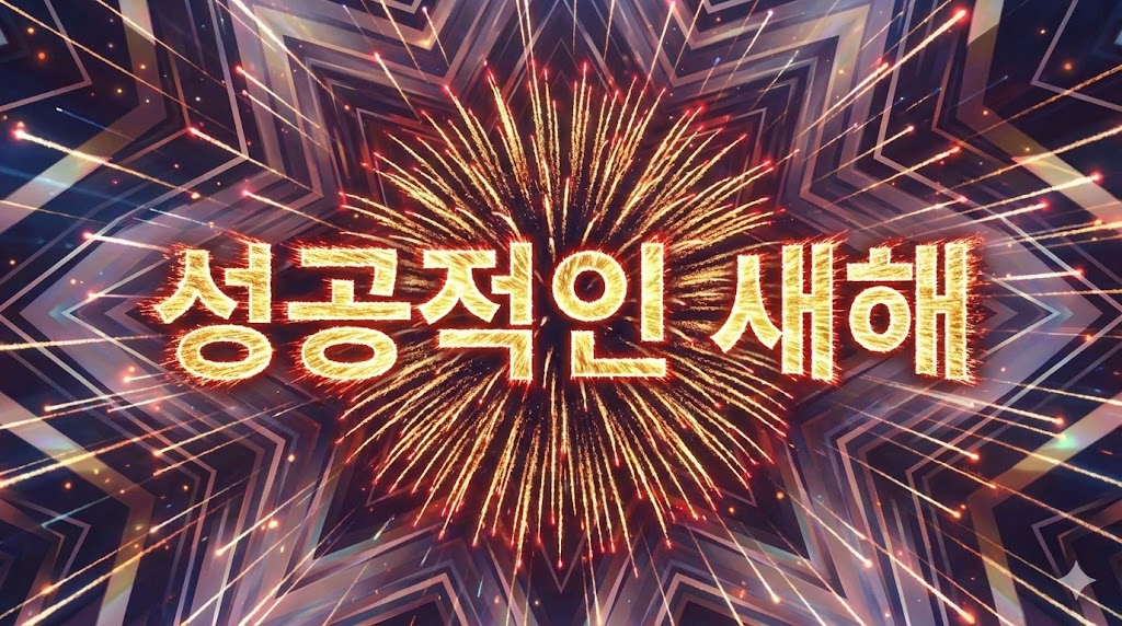 성공적인 새해 한글 글씨가 들어간 기하학 문양 이미지