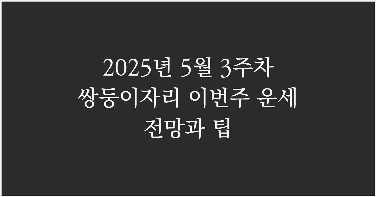 2025년 5월 3주차 쌍둥이자리 이번주 운세