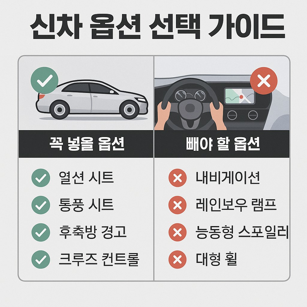 신차 옵션 선택 가이드 대표 이미지: 꼭 넣을 옵션과 빼야 할 옵션 체크리스트