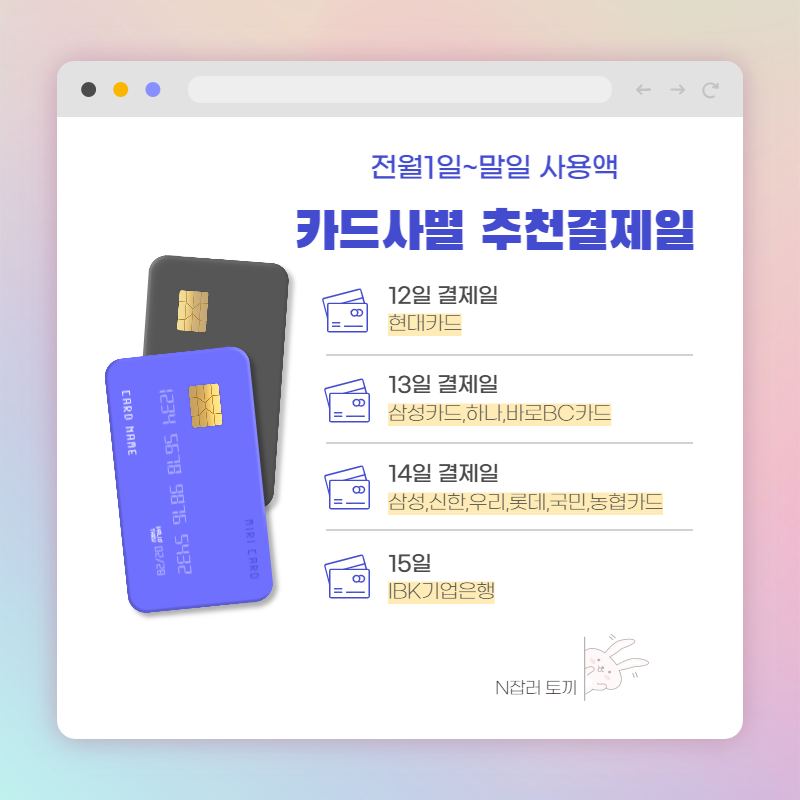 카드 결제일별 사용기간 추천과 변경