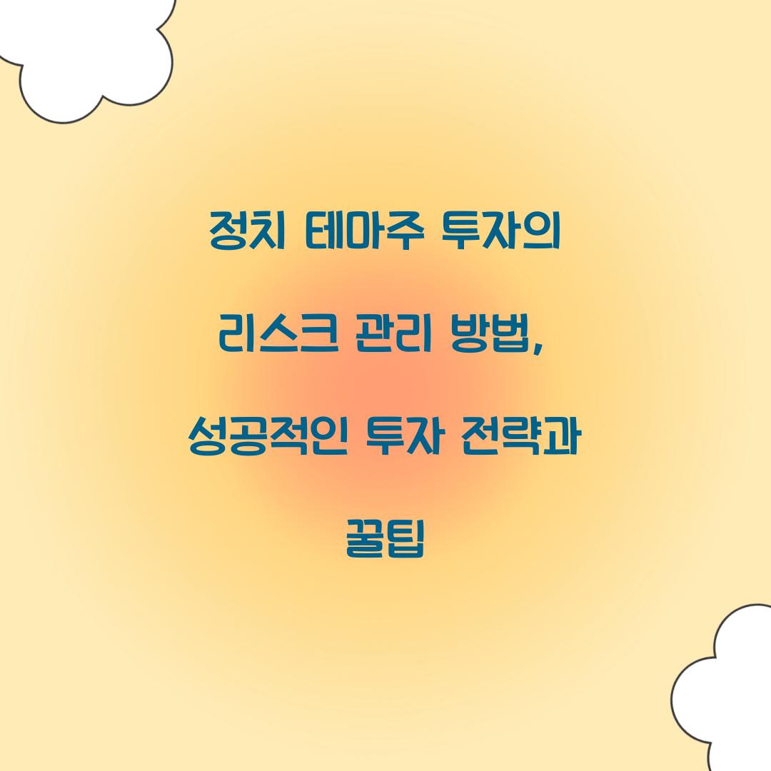 정치 테마주 투자의 리스크 관리 방법
