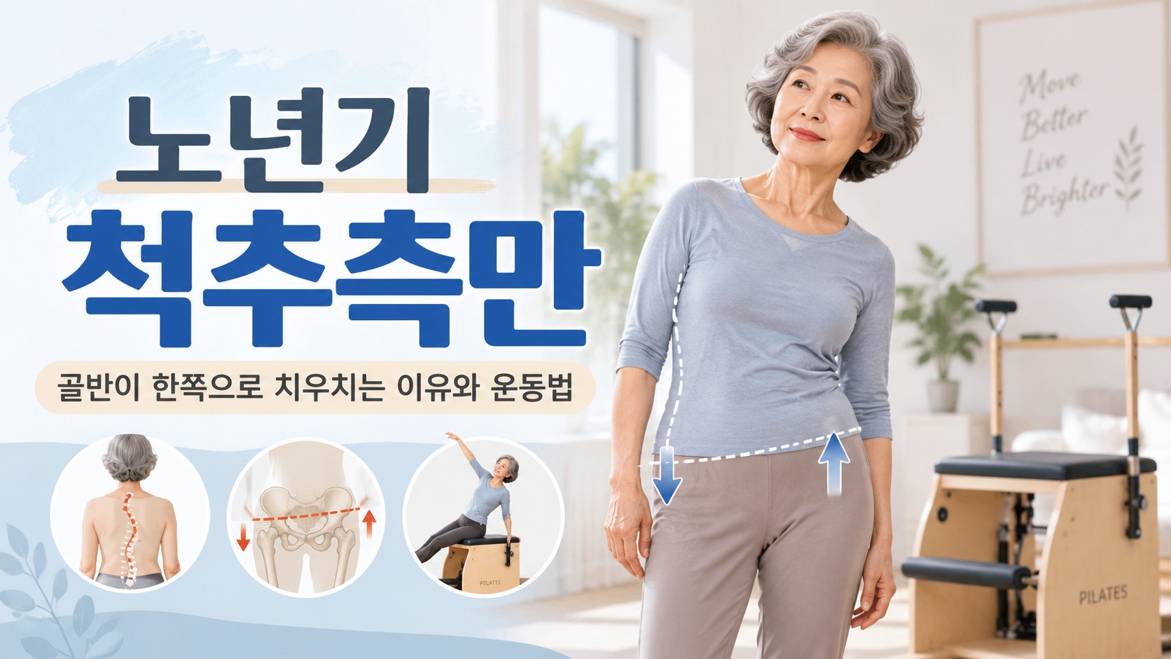 노년기 척추측만증은 왜 생길까? 골반이 한쪽으로 치우치는 원인과 운동 방법