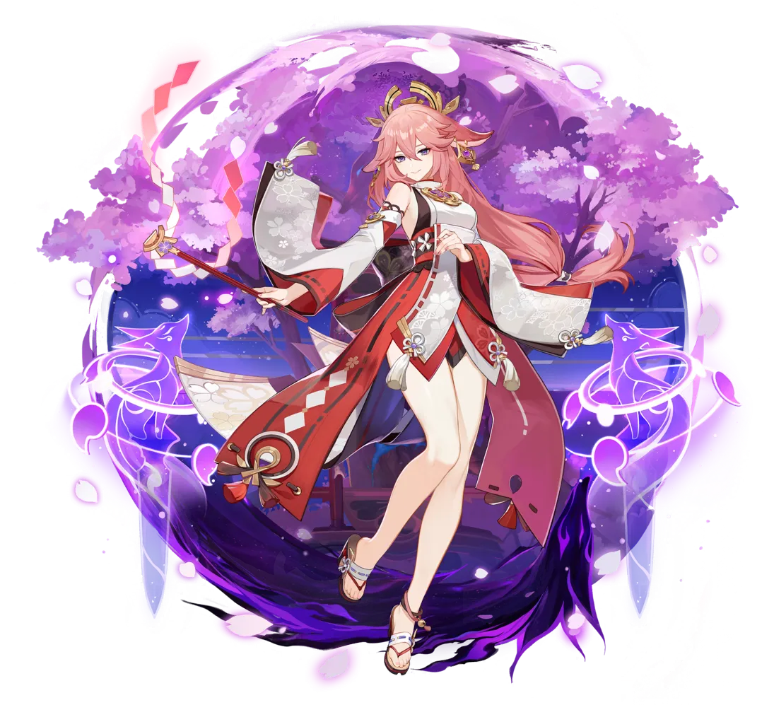 [원신] 야에 미코, 여우 혈통의 대무녀! 성유물/무기/특성/육성법