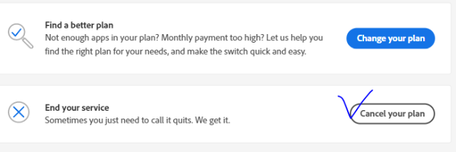 어도비-플랜취소-선택