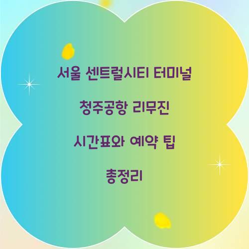 서울 센트럴시티 터미널 청주공항 리무진