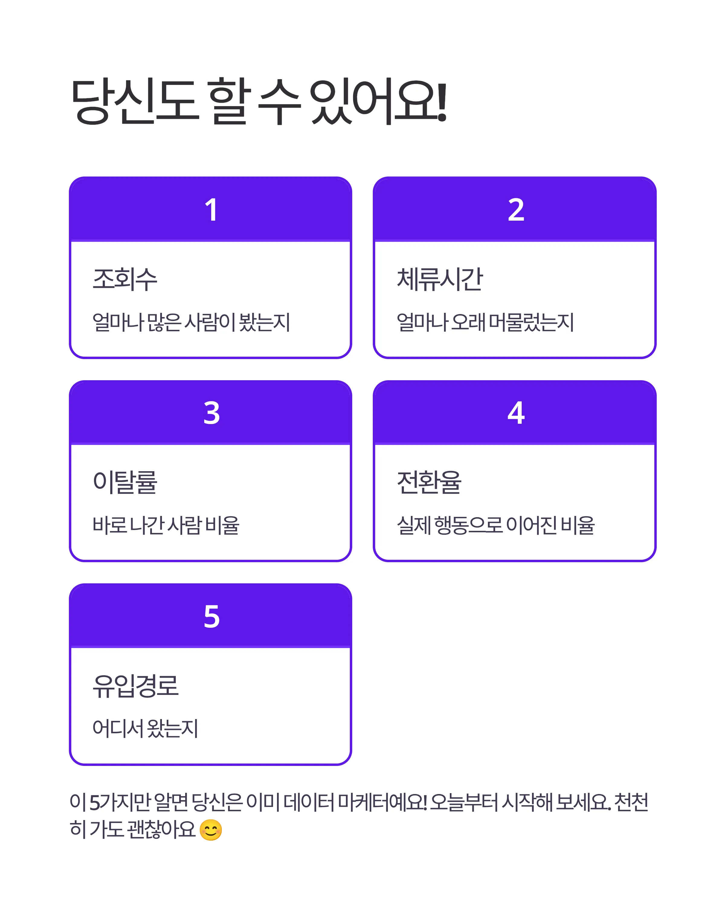 구글 애널리틱스 핵심 5가지 지표
