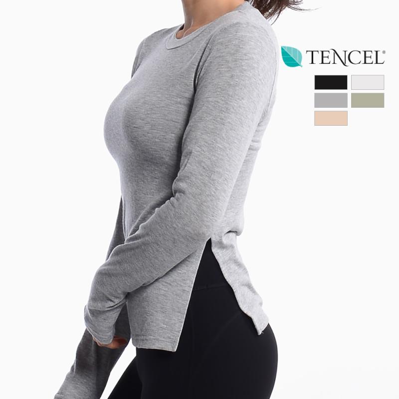 그리니치 필라테스 텐셀 스판보스 옆묶음 긴팔티 쭉티 요가복