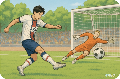 왼발 추격골 장면