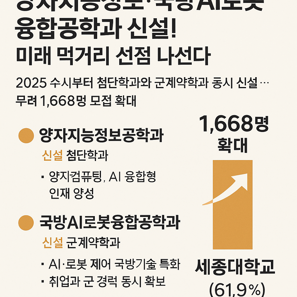 세종대, 양자지능정보&middot;국방AI로봇융합공학과 신설! 미래 먹거리 선점 나선다