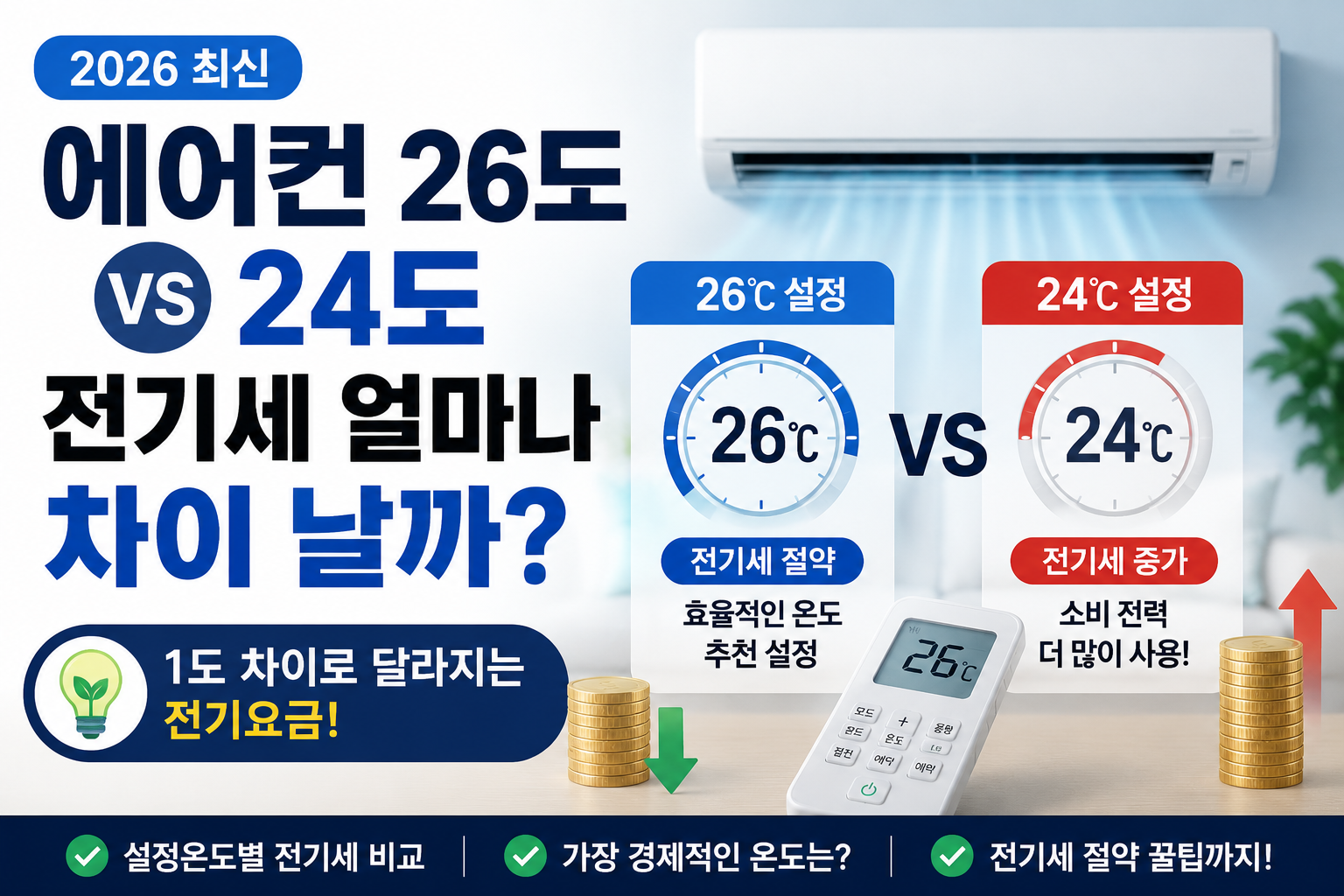 에어컨 26도 vs 24도 전기세 얼마나 차이 날까? 가장 경제적인 설정온도 총정리
