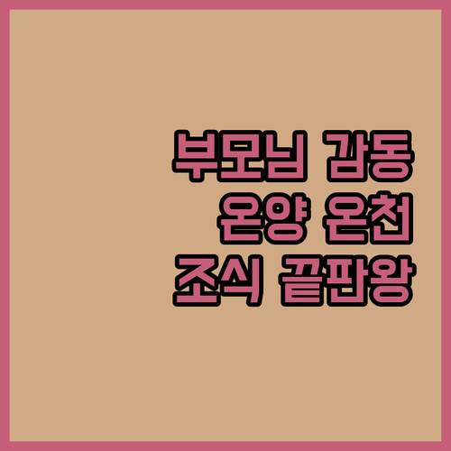 부모님 효도 여행을 위한 아산 온양 ..