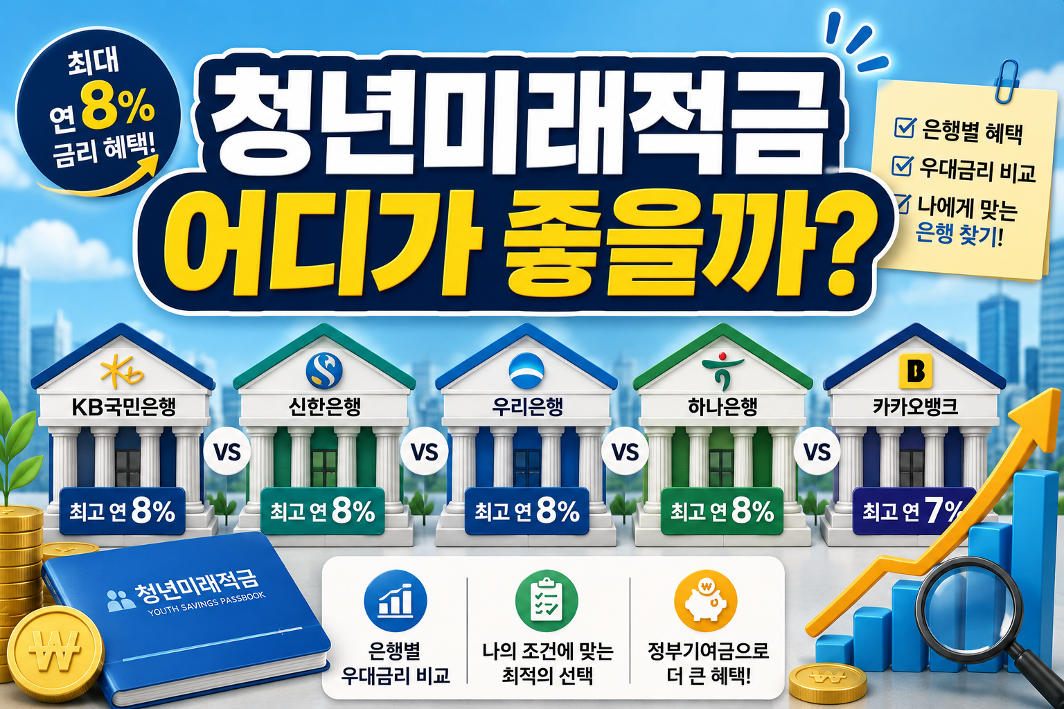 청년미래적금 취급은행 비교 우대금리 높은 은행은 어디