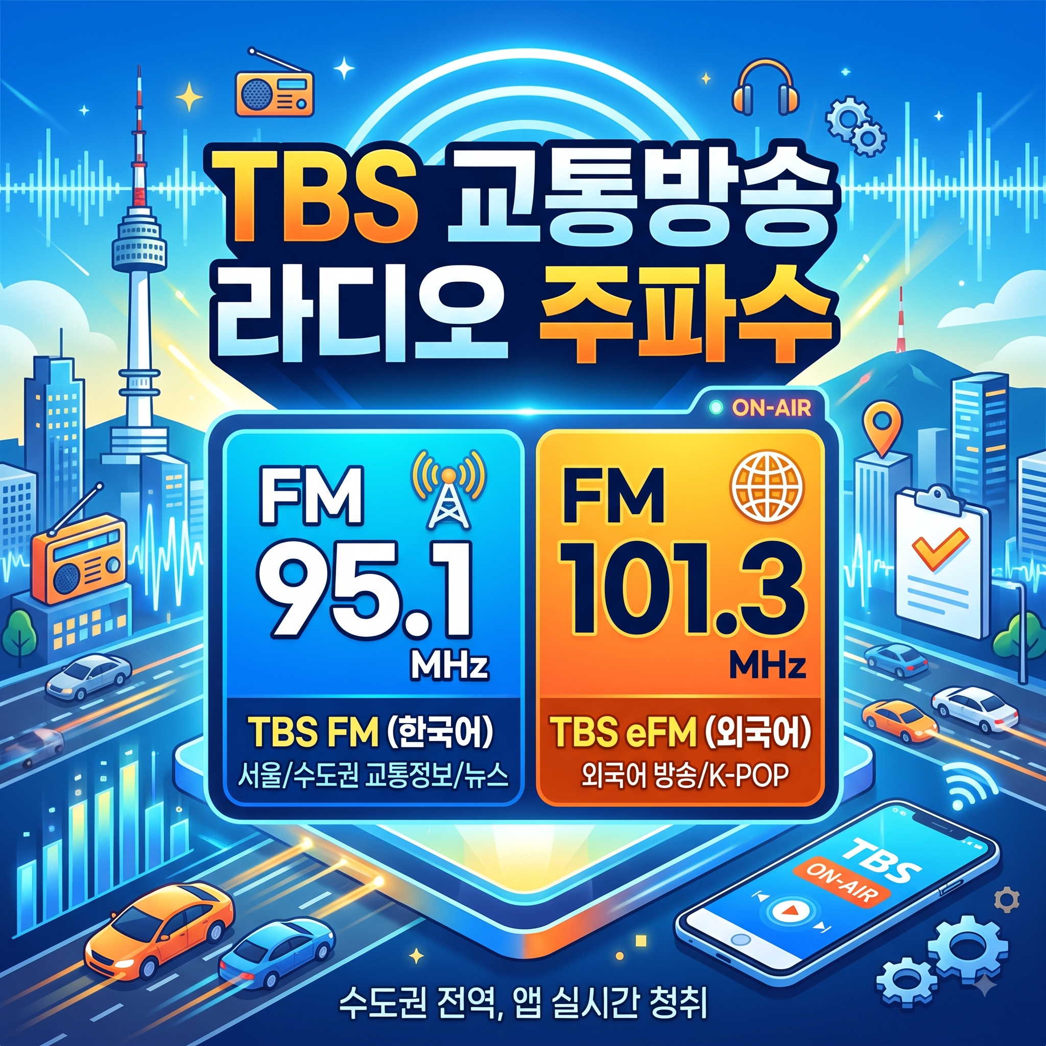 TBS 교통방송 라디오 채널 번호 및 주파수 총정리 (수도권&middot;앱 실시간 청취법)