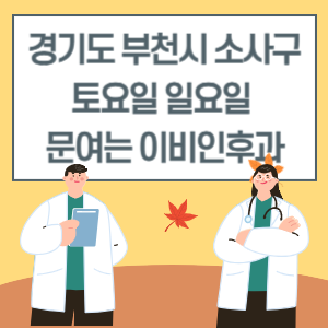 부천시 소사구 토요일 일요일 이비인후과 진료 문여는 병원 리스트