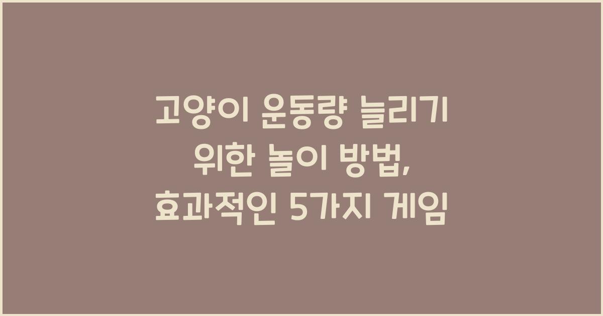 고양이 운동량 늘리기 위한 놀이 방법