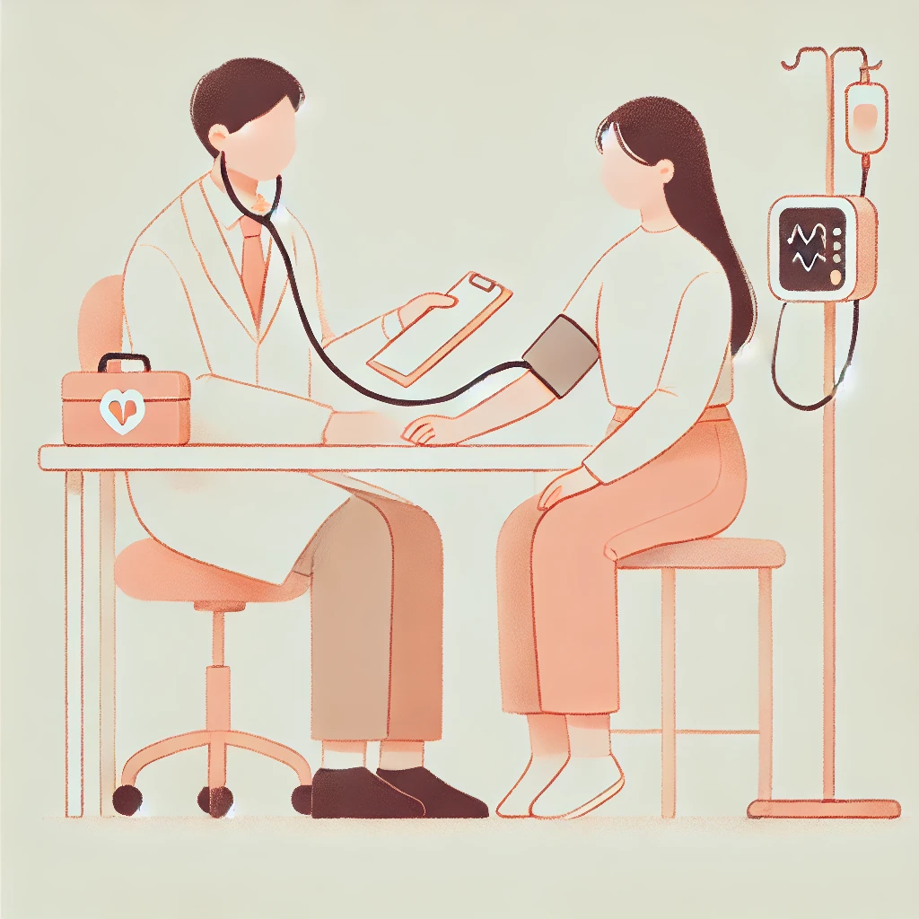 건강검진 필수리스트 글과 관련된 의사와환자의 질료장면 이미지