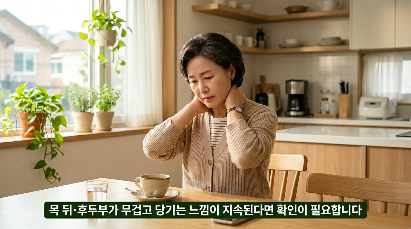 뒷골이 땡기는 증상 목 뒤 후두부 긴장 뻐근함 설명 이미지