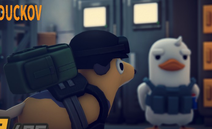 덕코프-게임-캐릭터가-어딘가를-응시하고-있습니다.