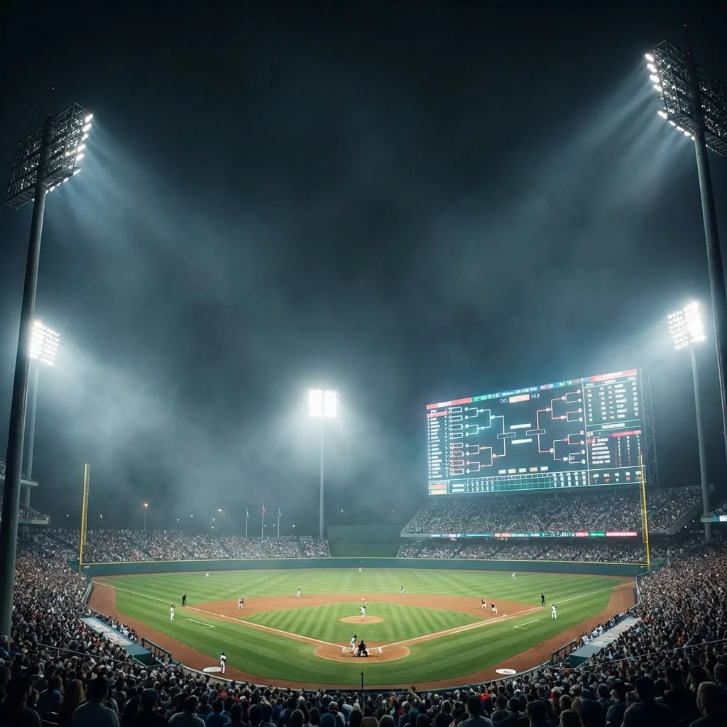 2026 WBC 8강 진출을 위한 복잡한 경우의 수가 표시된 야구장 전광판