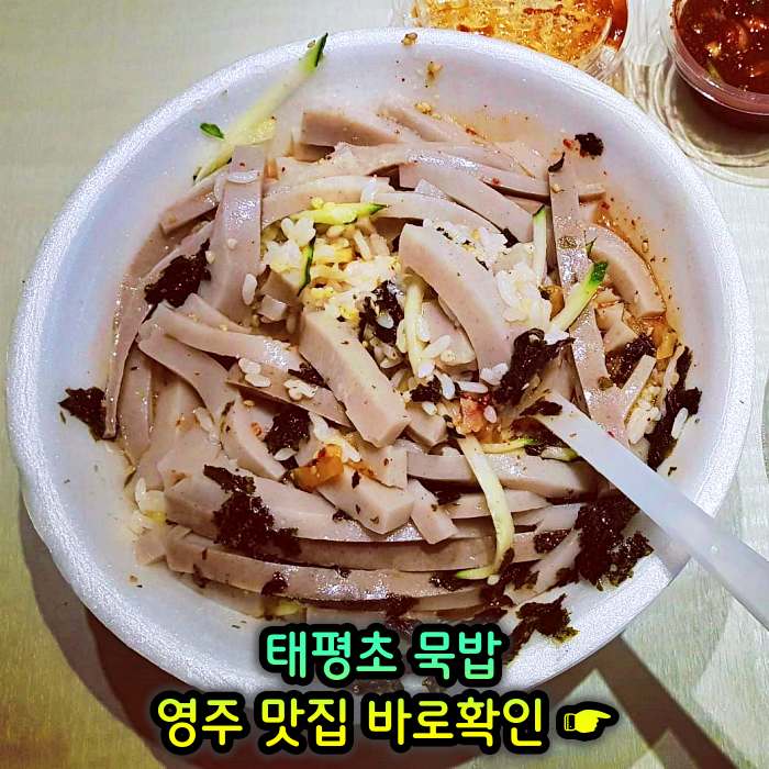경북 영주 맛집 메밀묵 돼지고기 얼큰 양념 찌개 태평초