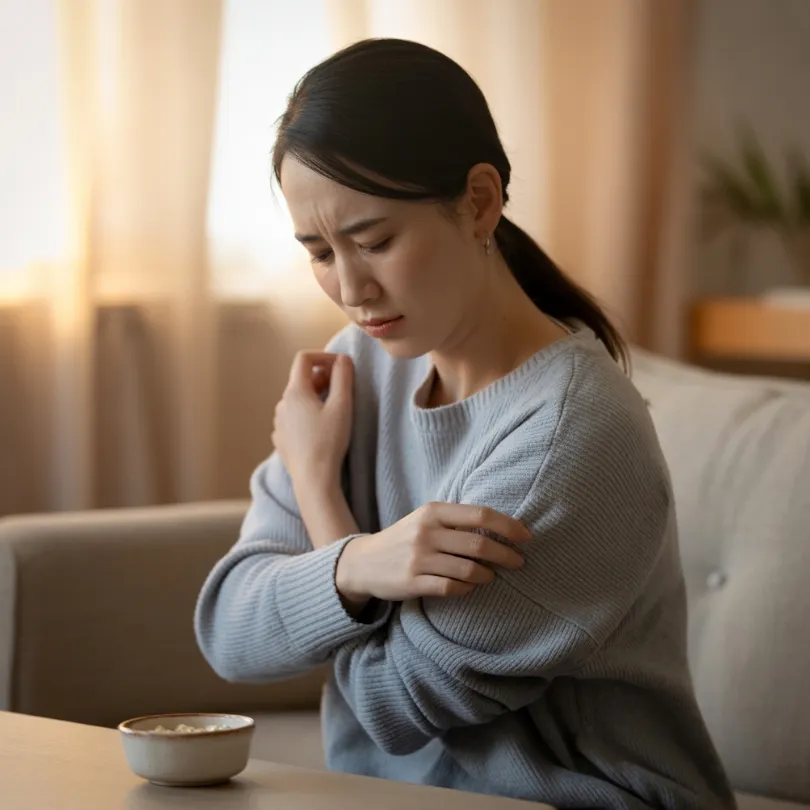 성인 아토피로 가려워서 긁고 있는 이미지