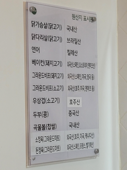 원산지 표시판