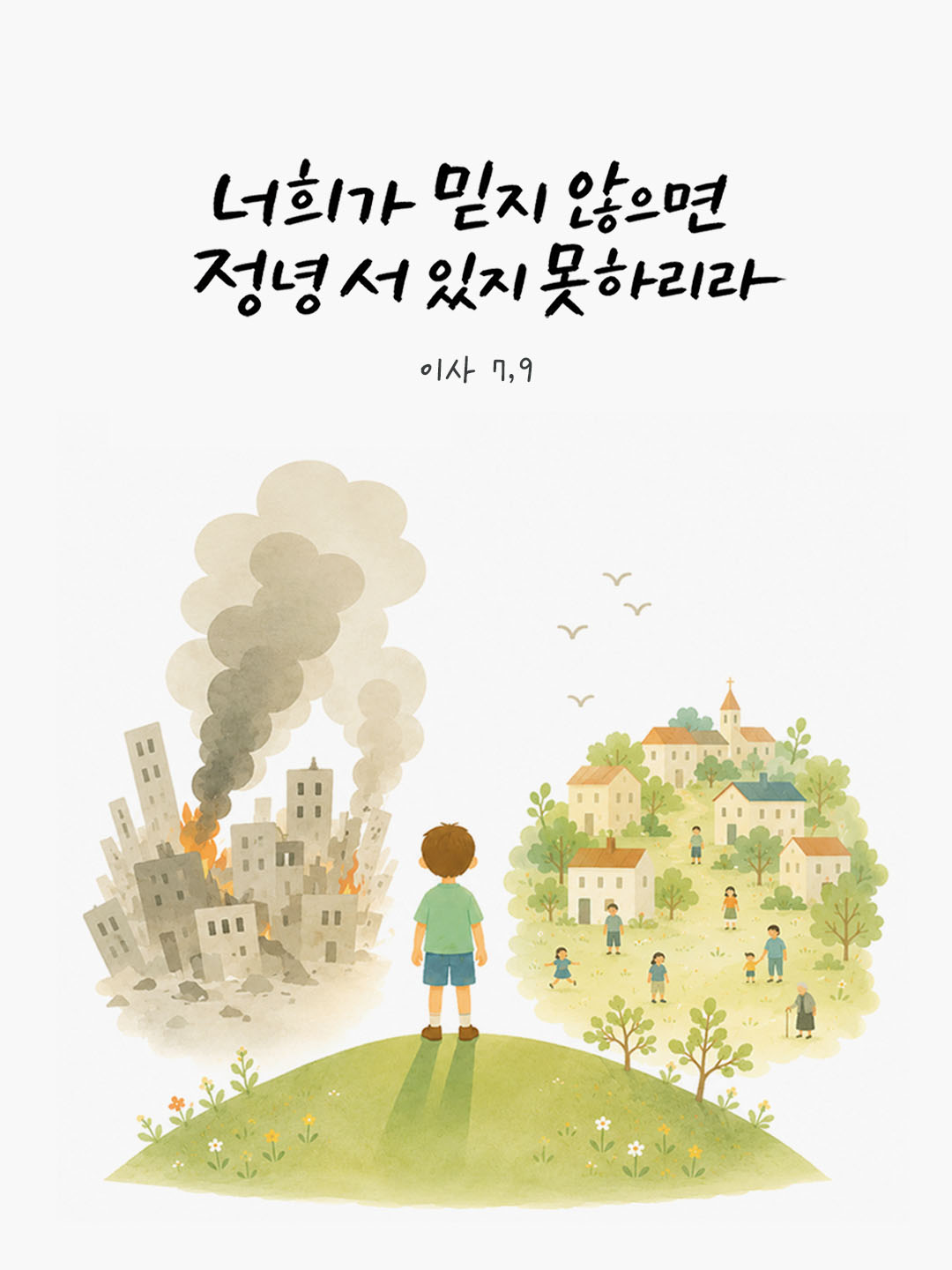 오늘 말씀카드 이사야서 7장 9절 성경구절 이미지
