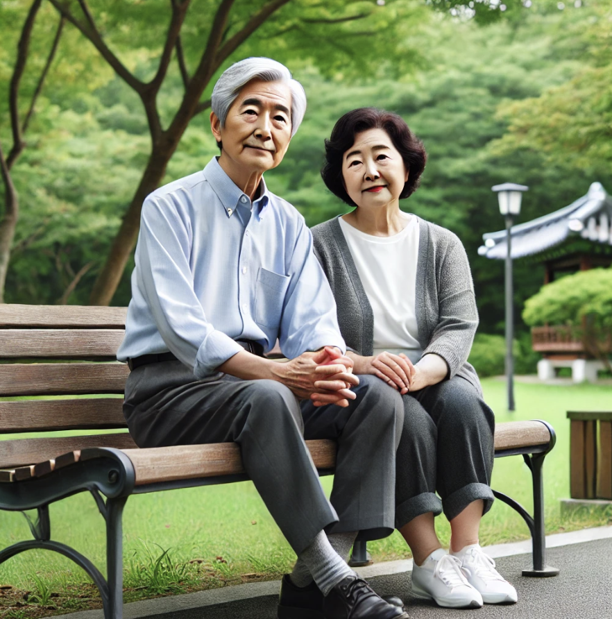 노령연금으로 안정적인 노후 생활을 하는 노부부