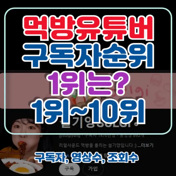 먹방-유튜버-순위-포스팅-썸네일