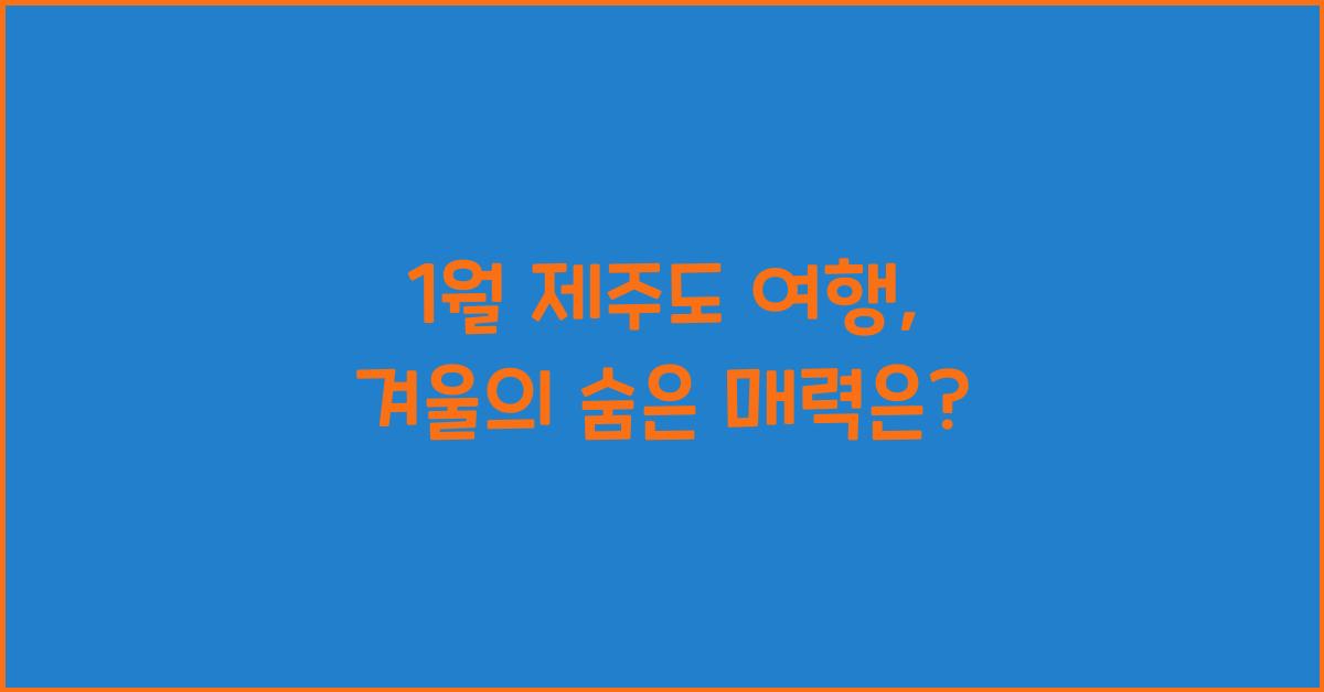 1월 제주도 여행