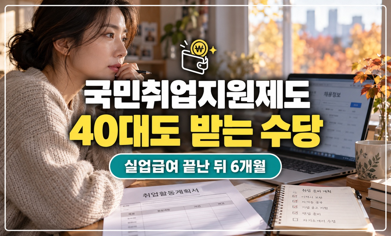 고용24 국민취업지원제도 화면 앞의 40대 구직자