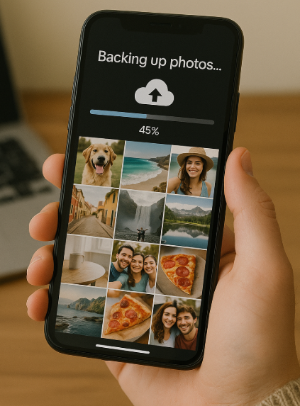 사진앨범 백업하는 화면