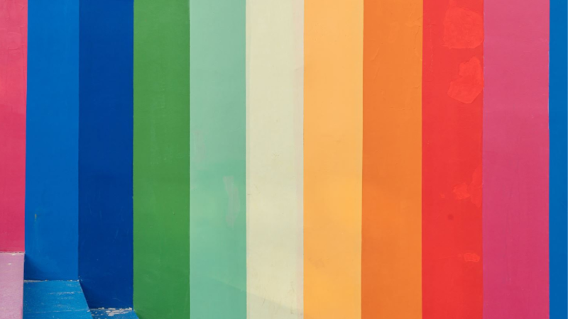 Different shades of blue, green, orange, red