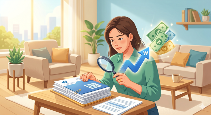 종합소득세 신고 시 주의사항을 확인하는 모습을 담은 일러스트