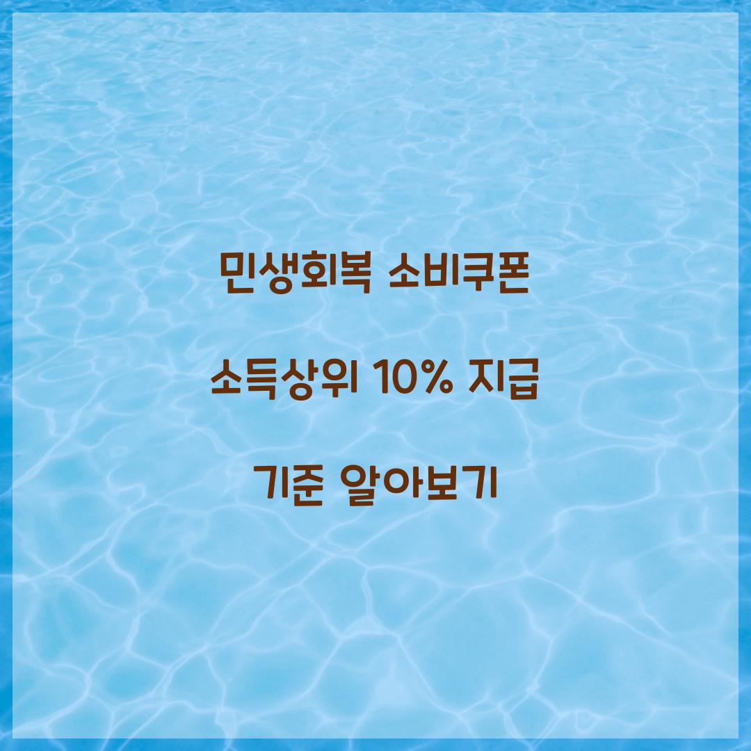 민생회복 소비쿠폰 소득상위 10%