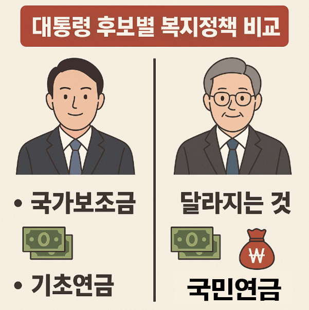 대선 정책비교 국민연금, 기초연금