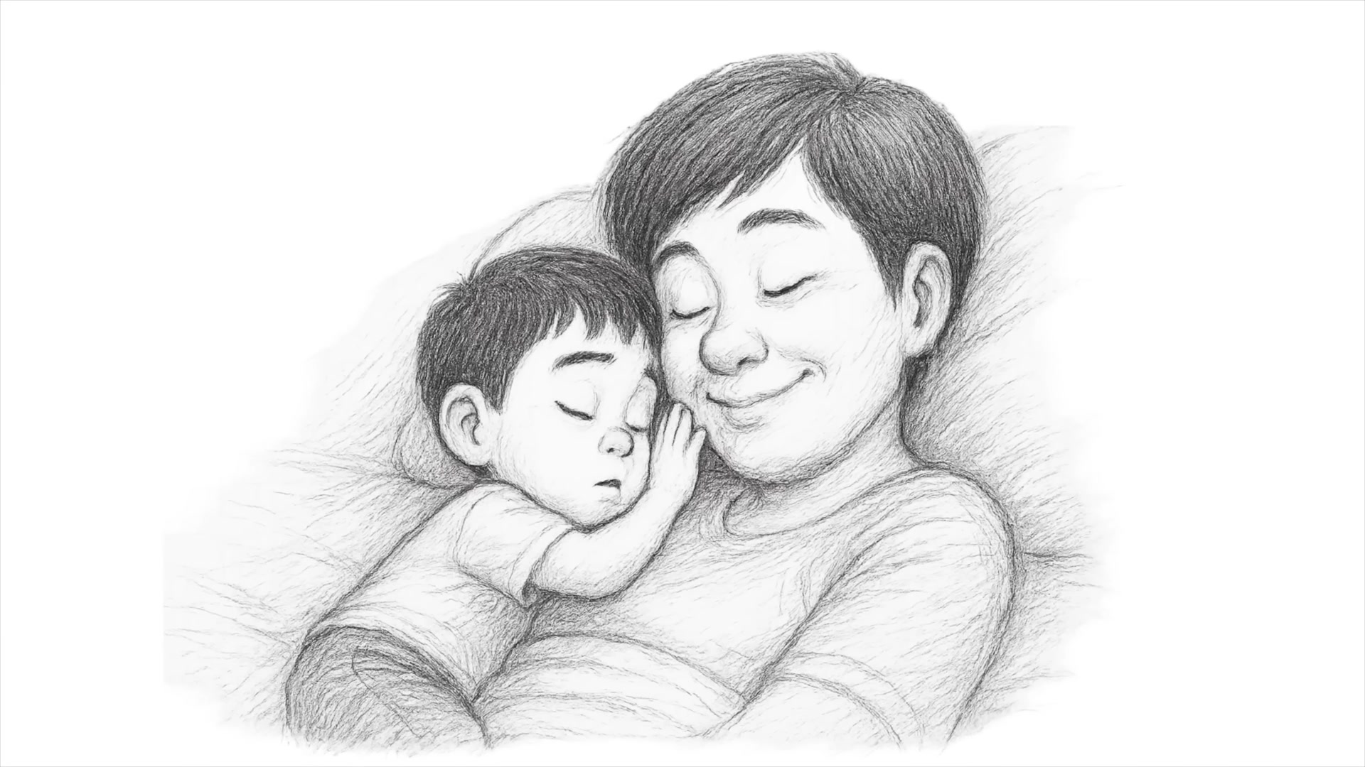 엄마 품에 안긴 아이 일러스트, 사랑 표현의 결과 자막