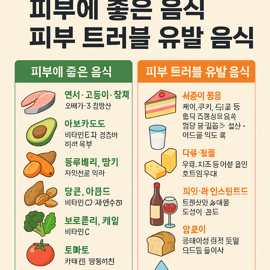 피부에 좋은 음식과 피부 트러블 유발 음식