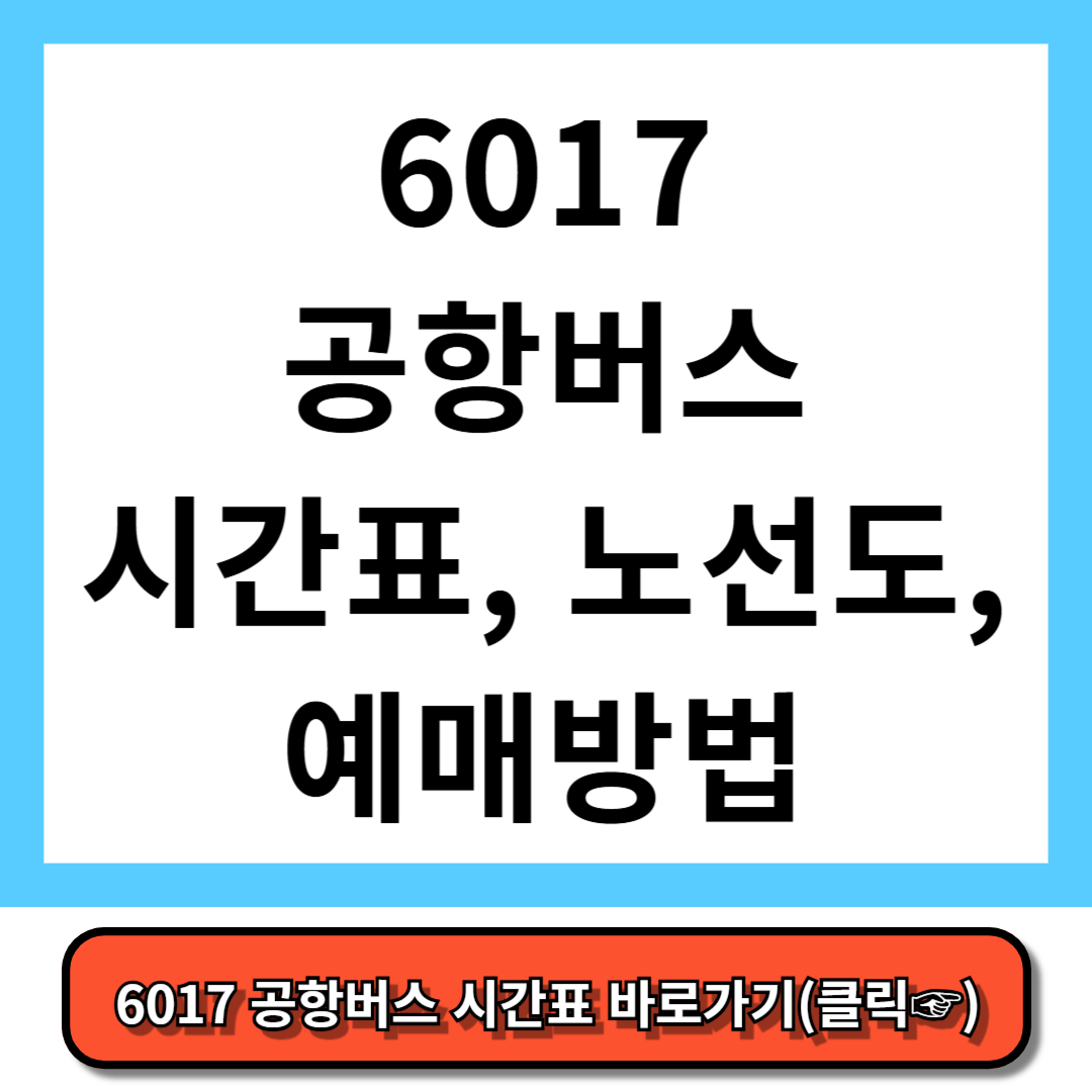 6017 공항버스 시간표, 노선도, 예매 방법 - 5분만에 총정리