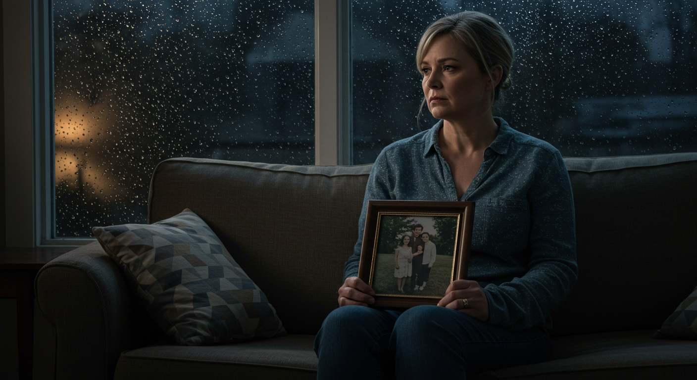 사진-가족사진을 든 여성