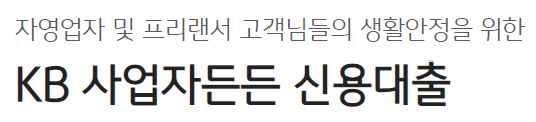 국민은행 자영업자 프리랜서 신용대출