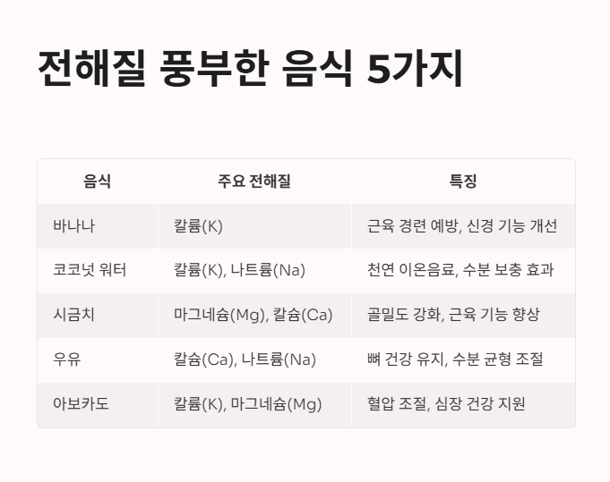 전해질 풍부한 음식