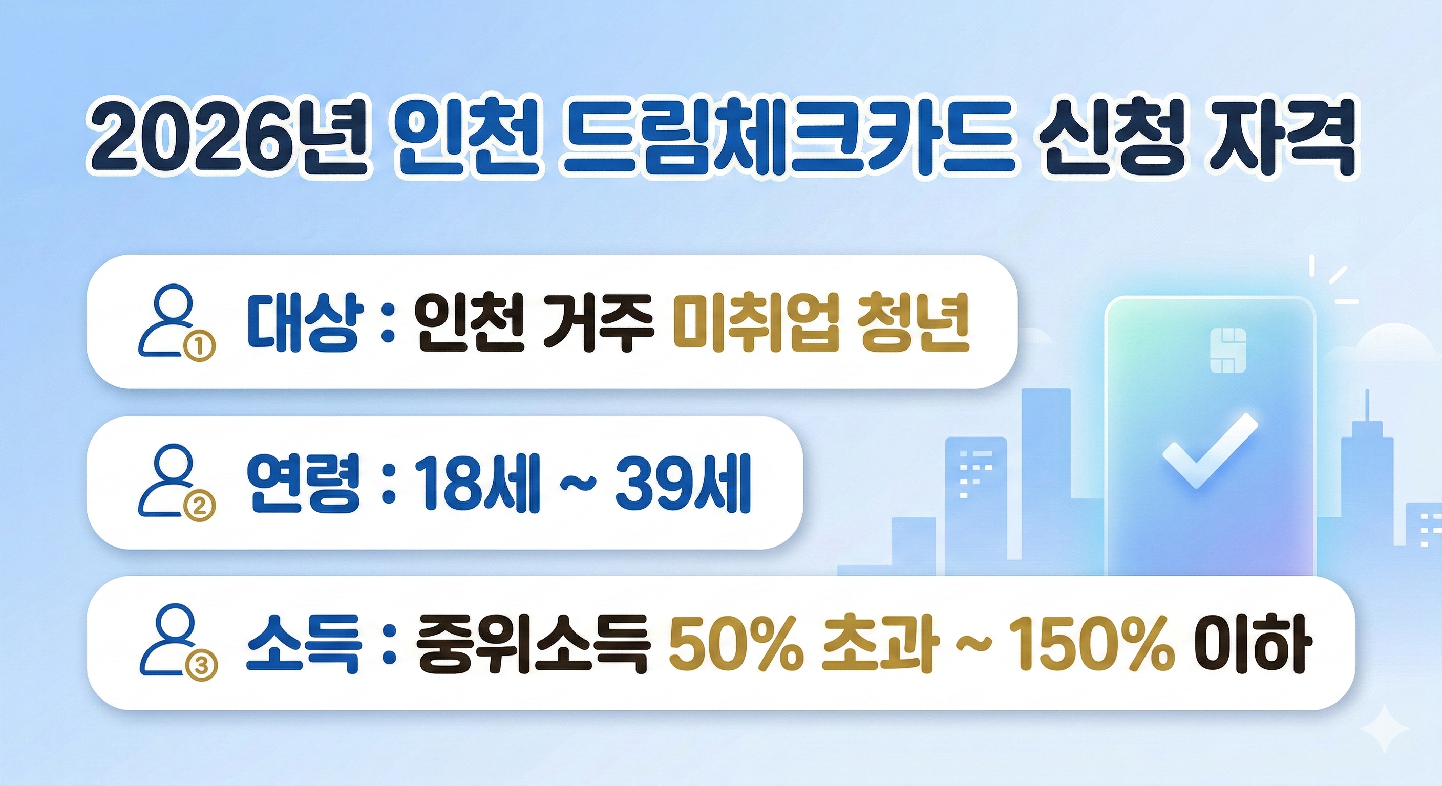 인천드림체크카드 신청자격