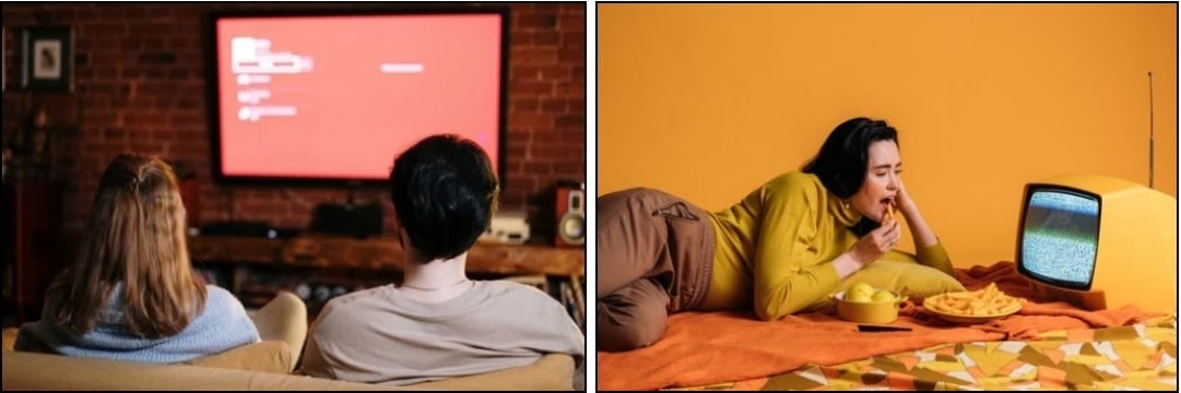 TV 시청하는 사람