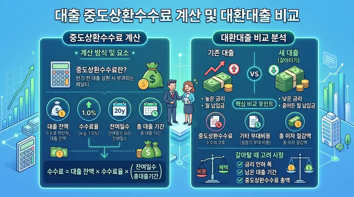 중도상환수수료 계산 대환대출 비교