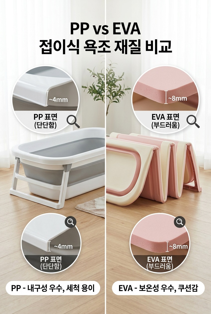 접이식 반신욕조 소재 PP EVA 보온력 비교